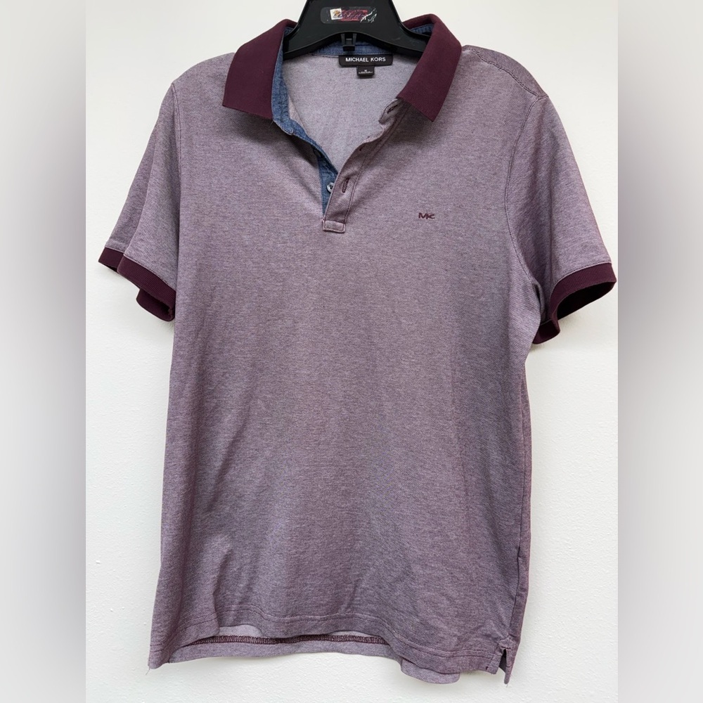 Michael Kors Men's Heather Mauve Polo with Contrast Trim